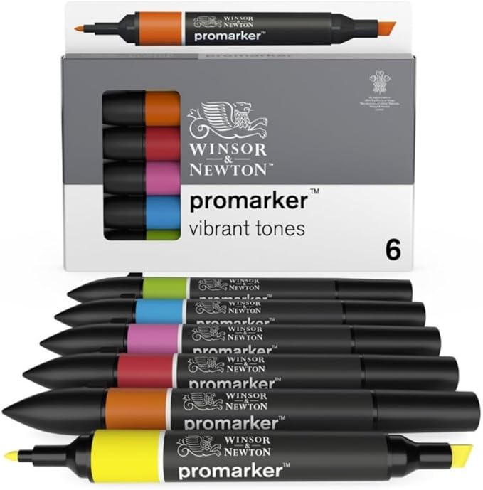 Winsor & Newton ProMarker Set, 6 Count, Vibrant Tones