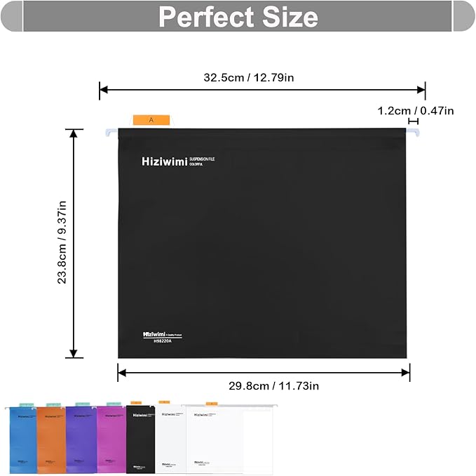 30 Pcs PP Hanging File Folders Letter Size,Black Hanging Folders with Tabs,File Folders for Filing Cabinet Hanging Files for Bulky Files,Medical Charts,Office AMD School Desktop File Storage