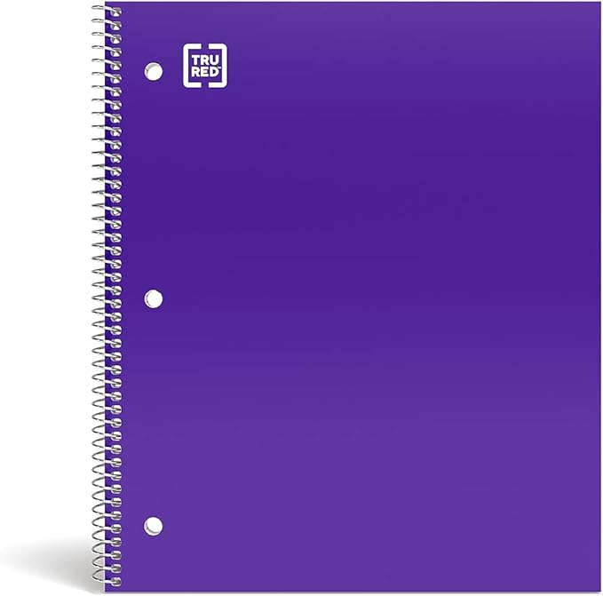 STAPLES Accel 1‑Subject Notebook, 8.5” x 11”, College Ruled, 100 Sheets, Purple