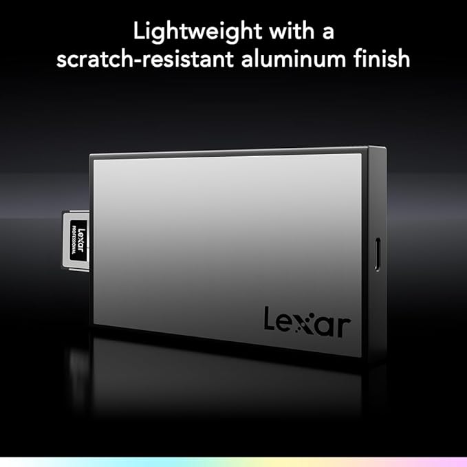 Lexar Professional Workflow CFexpress 4.0 Type B Card Reader, Pairs with Lexar Professional Workflow, USB-C to USB-A Adapter, Compatible with PC, Laptop, Tablet, Smartphone (LPWF740N-6ANGL)
