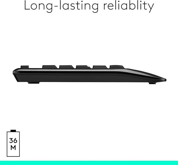 Logitech MK345 Wireless Keyboard and Mouse Combo | Palm Rest | 2.4 GHz | USB Receiver | Black