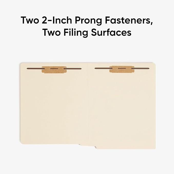 Smead Shelf-Master End Tab Fastener File Folders, Two Fasteners, 250 Count, Manila, Reinforced Straight-Cut Tabs, Letter Size