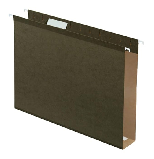 Pendaflex Hanging File Folders, 25 Pack, Green, 2" Expansion, Letter Size (8.5" x 11"), Reinforced, 5 Tab Positions, Durable Hanging Files for Office and Document Organization