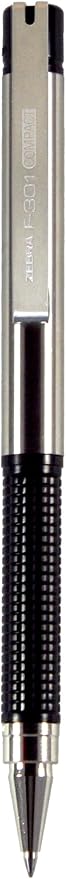 Zebra Pen F-301 Compact Ballpoint Black Ink Fine Point 0.7mm Pen, Easy-Glide Ink, Stainless Steel Retractable, Non-Slip Grip, Converts from Full Size to Pocket Size, 2-Pack (27412)