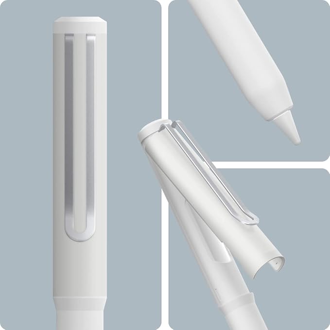 Spigen DA201 Apple Pencil Protective Case for Apple Pencil Pro and Apple Pencil 2nd Generation, Cover Sleeve with Clip and Grip, Compatible with Magnetic Charging and Double Tap - White