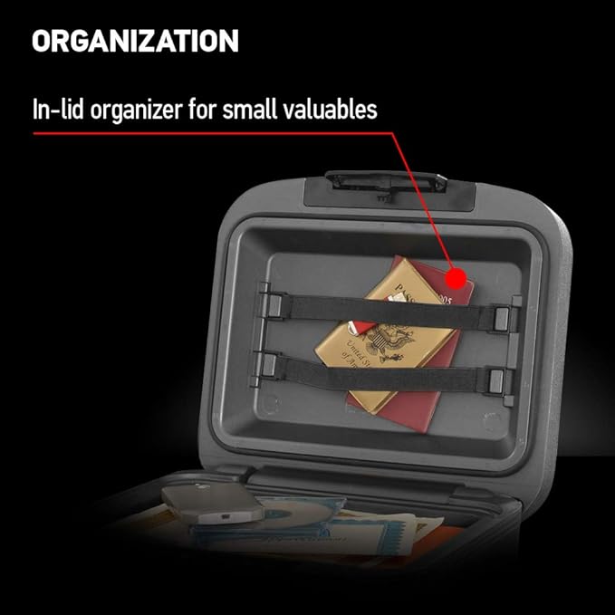 SentrySafe Fireproof and Waterproof Document Safe with Key Lock, Lock Box for Cash, Passport, Jewelry, Exterior: 16.5 in W x 14.8 in D x 7.6 in H, Black, 0.36 Cubic Feet, CHW30220