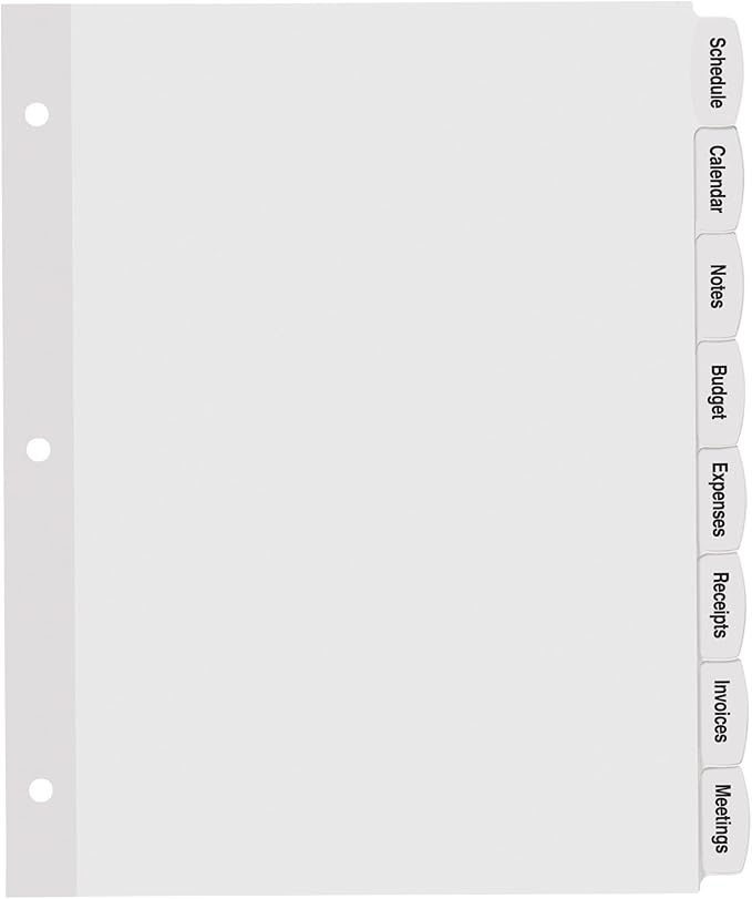 Avery Big Tab Printable White Label Dividers for 3 Ring Binders, 8 Tabs per Set, White, Great for Office Supplies, School Supplies, Organizing, and More (4 Sets of 14433)