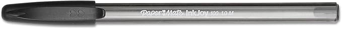 Paper Mate InkJoy 100ST Ballpoint Pen, Medium 1 mm, Black Ink, Black Barrel, Dozen
