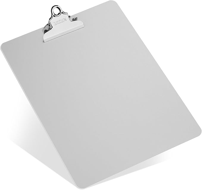 ZCZN Metal Clipboard, 12 x 9 Inches Heavy Duty Aluminum Clipboards, A4 Letter Sizer Document Holder with High Capacity Clip, Suitable for School, Office, Jobsite or Medical Staff (Silver)