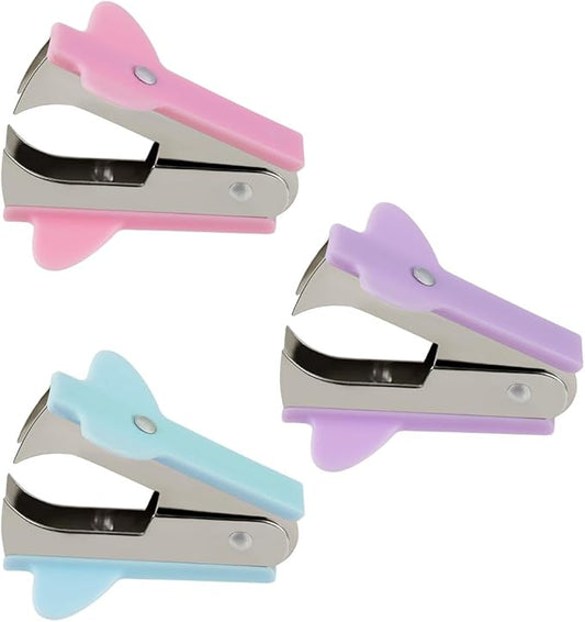 3 Pack Staple Remover Stapler Puller Remover Stapler Remover Tool for Home Office School Office Staple Removers Staple Removal Set Pinch Jaw Style Staple Remover Tool (Pink Purple Green)