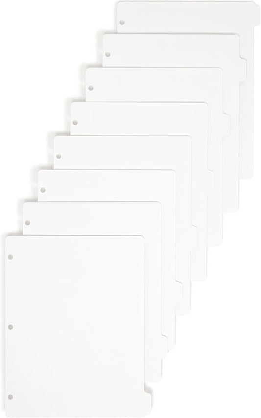 Smead Binder Dividers, Letter Size, 96/Box, 1/8-Cut Tabs, White Paper Index Dividers, Pre-Punched 3-Hole, Plain Paper Tabs for Easy Labeling, Ideal for School, Office or Home Organization