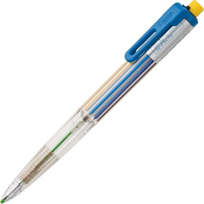 Pentel Arts 8 Color Mechanical Pencil, Assorted Accent Clip Colors, 1 Pencil (PH158)