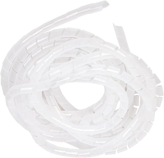 Spiral Cable Wrap - 7.2 Ft 3/4" Spiral Wire Wrap Cord Covers Bundle Sleeve Hose for Computer Electrical Wire Organizer (White, 3/4 Inch-7.2Ft)