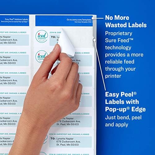 Avery Easy Peel Printable Address Labels with Sure Feed, 1" x 4", White, 500 Blank Mailing Labels (08161)