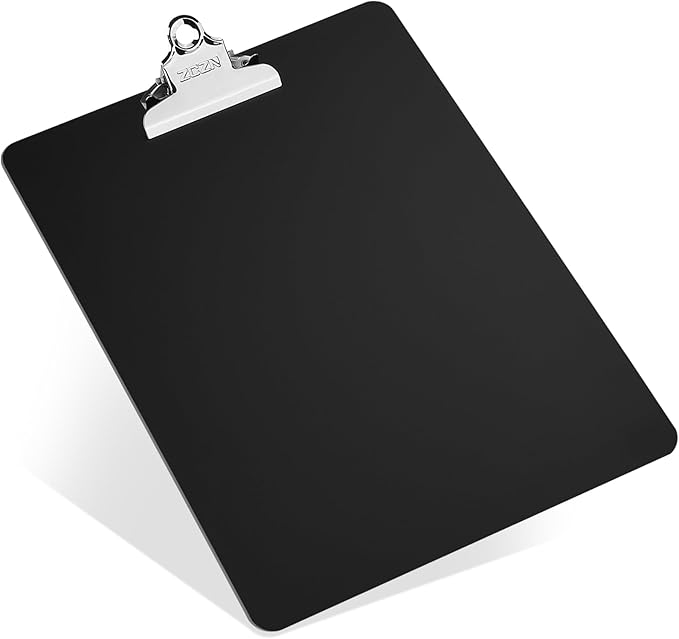 ZCZN Metal Clipboard, 12 x 9 Inches Heavy Duty Aluminum Clipboards, A4 Letter Sizer Document Holder with High Capacity Clip, Suitable for School, Office, Jobsite or Medical Staff (Black)