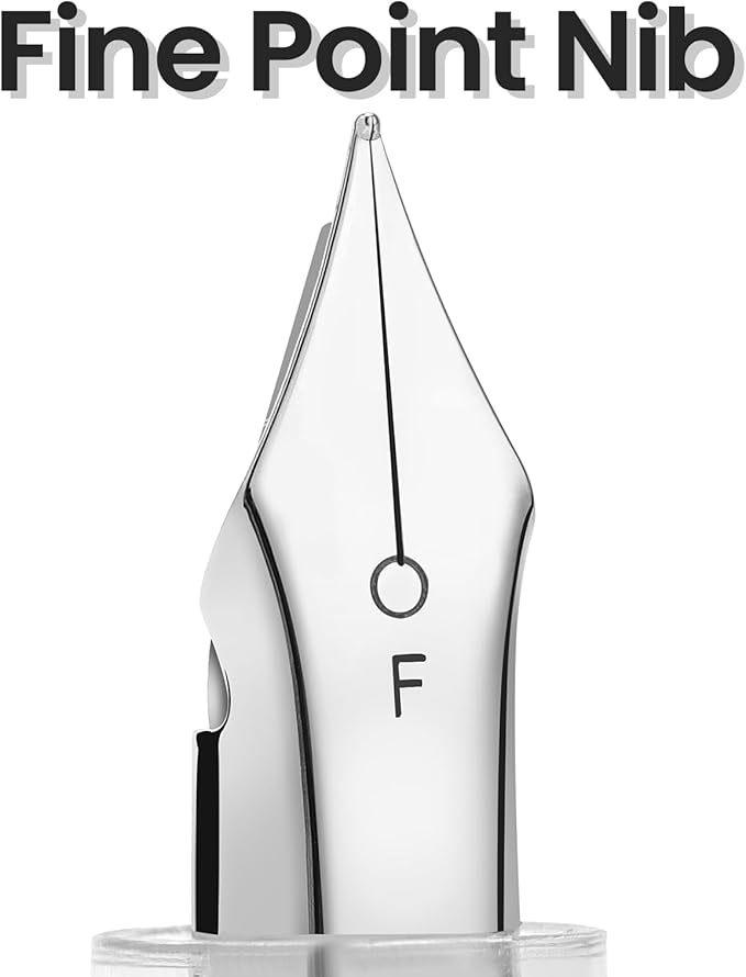 Disposable Fountain Pens for Writing - Fine Point Nib, Pack of 12, Black
