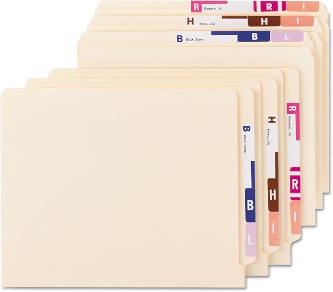 Smead AlphaZ NCC Color-Coded Name Label, A-Z, Label Sheet, Assorted Colors (67150)