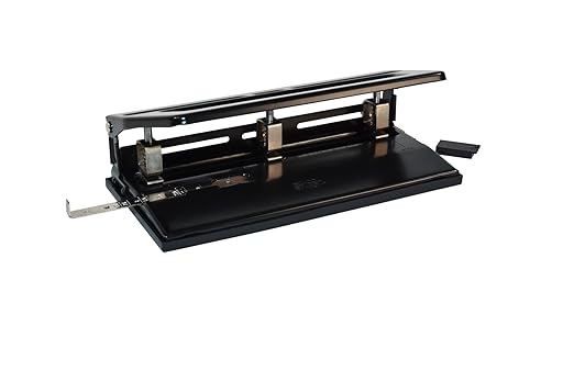 School Smart Black Steel Heavy-Duty 3 or 2-Hole Punch - 038174