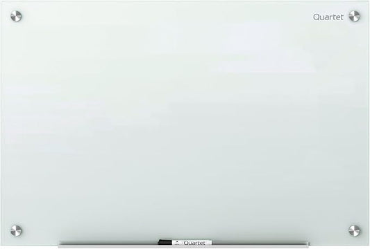 Quartet Magnetic Glass Dry Erase White Board, 24''W x 18''H Whiteboard, Infinity Frameless Mounting, White Surface (G2418W)