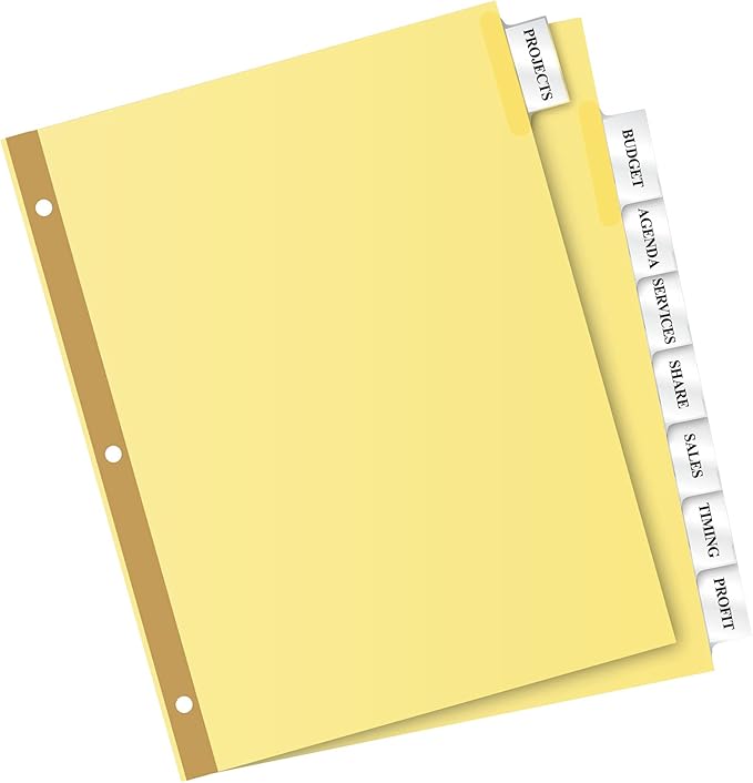 Avery 8 Tab Binder Dividers, Insertable Clear Big Tabs, 1 Set Pack, 8 Packs, 8 Sets Total (11112)