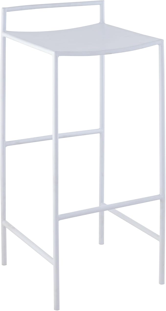 JONATHAN Y BSL1004B Svelte 30" Coastal Contemporary Iron Saddle-Seat Low-Back Bar Stool with Foot Rest for Home, Kitchen, Dining Room, Workspaces, Cafes and Resturants, White Frame