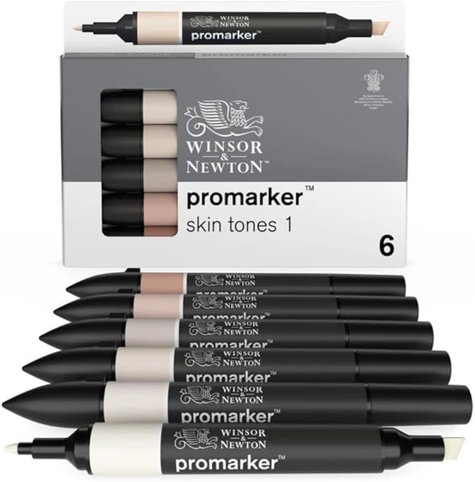 Winsor & Newton ProMarker Set, 6 Count, Skin Tones Set 1