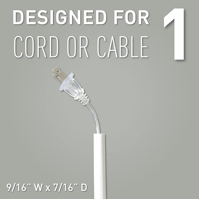 Legrand Wiremold C16 Cordmate Flat Elbow Cord Cover, Organizer for Wall, Holds 1 Cord or Cable, White (1 Pack)