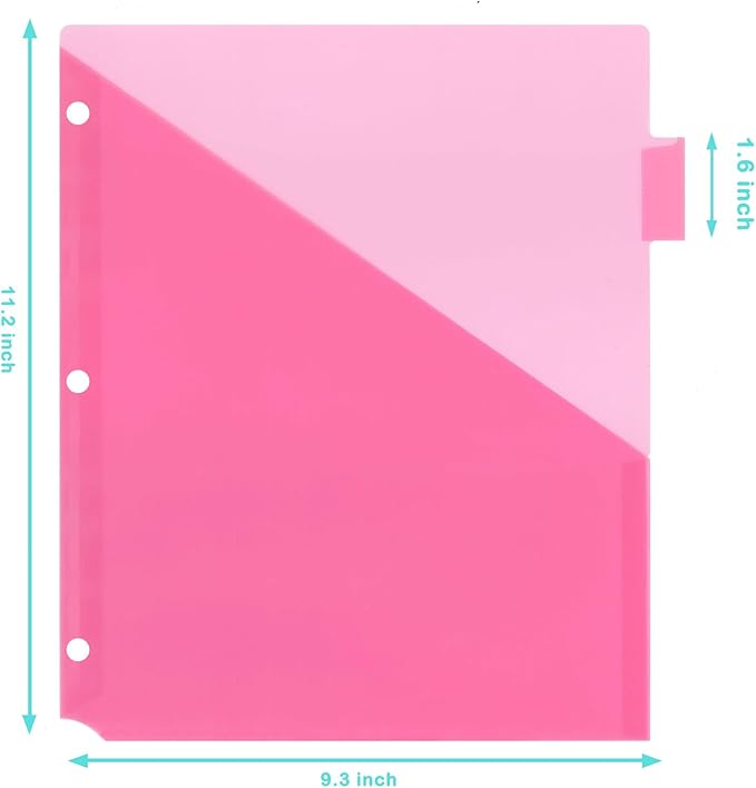 Plastic 8-Tab Dividers with Two Pockets -2 Sets, Pocket Dividers for 3-Ring Binders, Multi-Color Binder Dividers, Total 16 Tabs