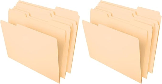 Pendaflex File Folders,Letter Size,8-1/2" x 11",Classic Manila,1/3-Cut Tabs in Left,Right,Center Positions,100 Per Box (65213),(Pack of 2)