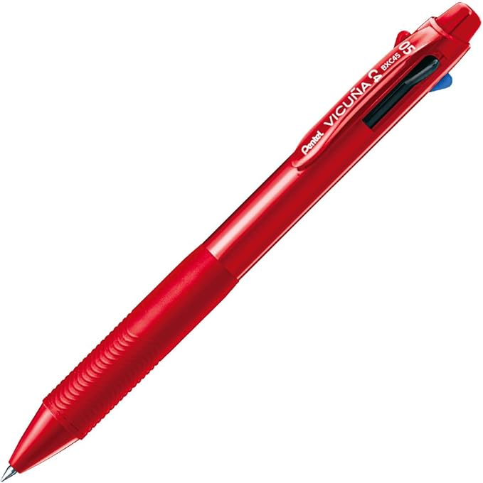 Pentel Ballpoint Pen Vicuna, Extra Fine, Black, Red, Blue, Green, Red (BXC45B)