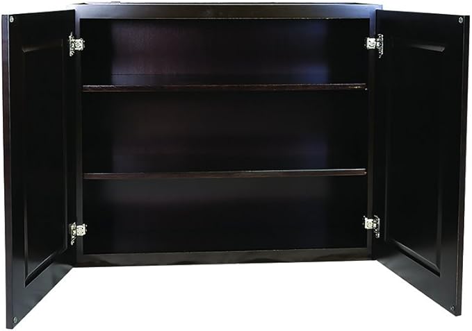 Design House Brookings Shaker Fully Assembled Wall Kitchen Cabinet W2436, 24 W x 12 D x 36 H, Brown, Solid Wood, Design House, 569004