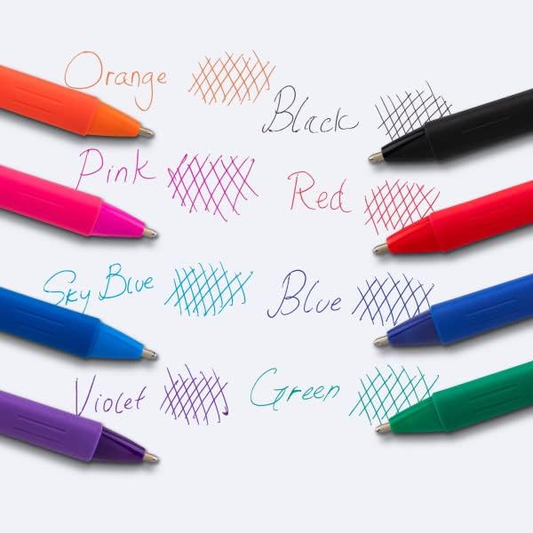 Pentel Wow! Retractable Ballpoint Pen, (1.4mm) Bold Line, Assorted Ink Colors, 8 Pack (BK444BP8M)