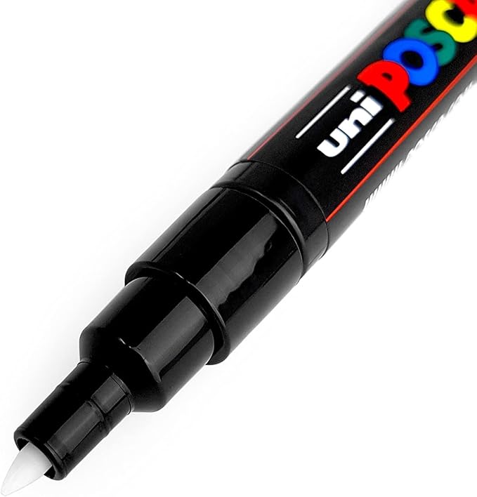 Posca - Ultra Fine to Fine Paint Marker Pens Set - PC-1MR, PC-1M, PC-3M - Black Ink - Pack of 3