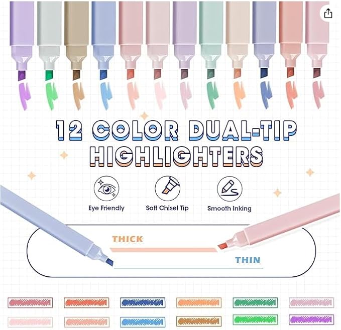 110 PCS Aesthetic School Supplies with Pen Case,12 Pastel Highlighters,5 Black Ink Gel Pens, 6 Mechanical Pencils 0.5 & 0.7mm and So on for Students Stationary College Essentials (Green)