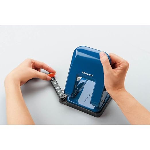 Kokuyo 2-Hole Punch, Heavy-Duty 37 Sheet Capacity, Perfect Size for A4/B5/A5 Papers with Adjustable Paper Guide & Position Markers, Blue (PN-G37B)
