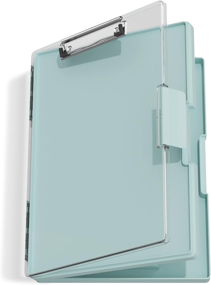 Hongri Clipboard with Storage, Green 8.5 x 11 Folder Nursing Side Opening, Heavy Duty with Dual Compartment, Smooth Writing for Teachers, Classroom, Size 13.3 x 9.4 x 1.5 in, Office & School Supplies