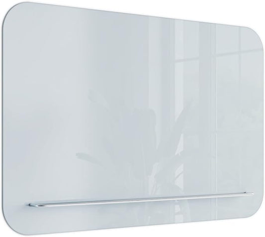 U Brands Magnetic Glass Dry-Erase Board with Floating Tray, 36" X 24", Frameless (4847U00-01)