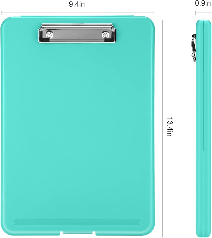 Sooez Clipboard with Storage, Plastic Storage Clipboards with Low Profile Clip, Nursing Clip Boards Foldable, Hanging Clipboard Case for Work, Teacher, Classroom Must Haves, Office School Supplies