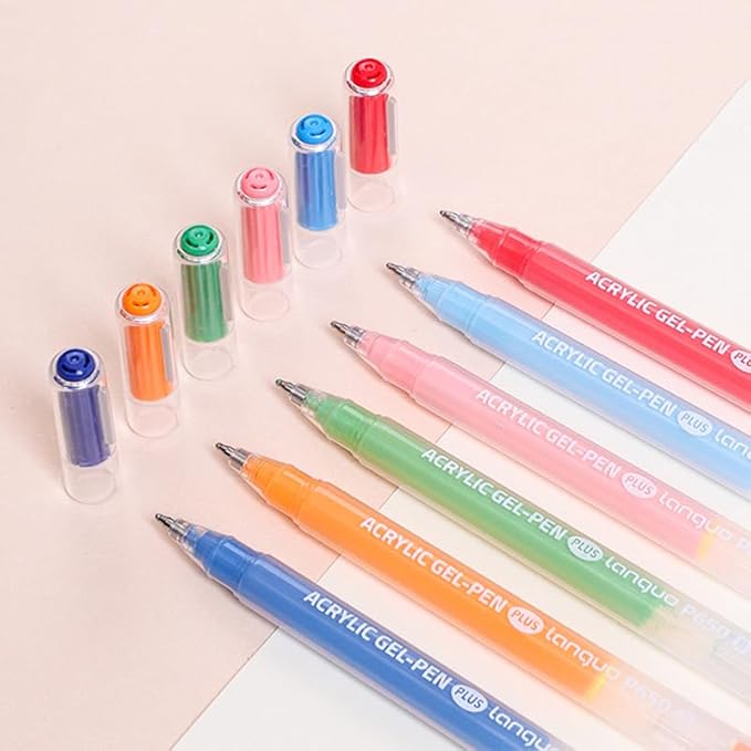 Acrylic Gel Pens for Coloring Books, Quick Dry 6 Pcs 1.0mm Fine Point Gel Marker Pen for Drawing, Journaling Art, Dopamine
