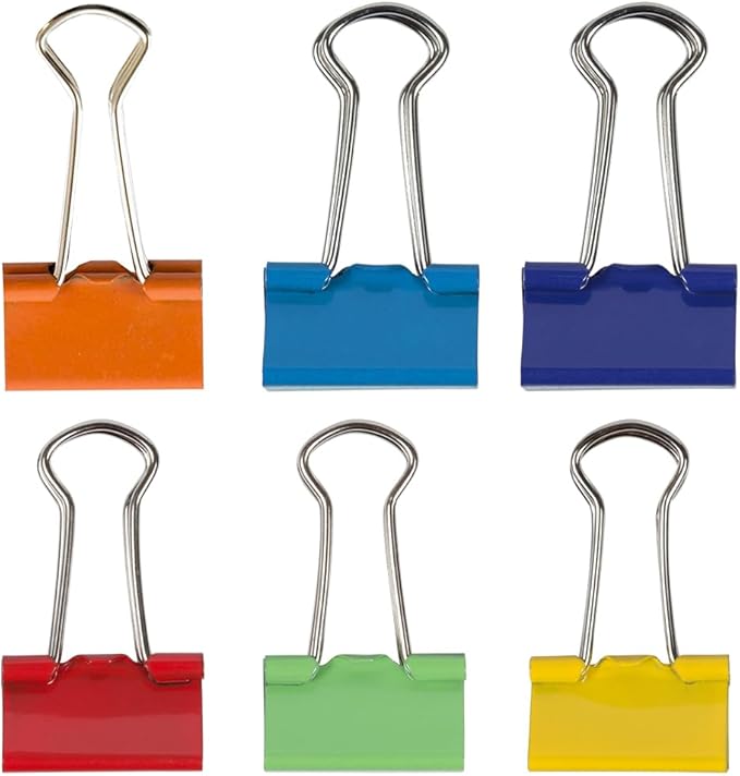 JAM PAPER Colorful Binder Clips Assortment - Small - 3/4 Inch (19 mm) - Assorted Rainbow Colors - 150 Binderclips/Pack
