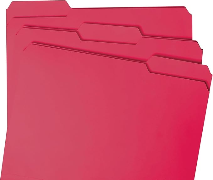 Smead Standard File Folders, Value Filing Bulk Case of 500 Folders, Red, 1/3-Cut Tabs, Letter Size (21124)