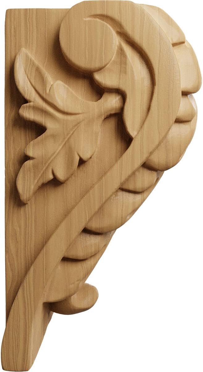 Ekena Millwork CORW03X03X05BACH Medium Acanthus Leaf Block Wood Corbels, 3 1/4"W x 2 3/4"D x 5"H, Cherry