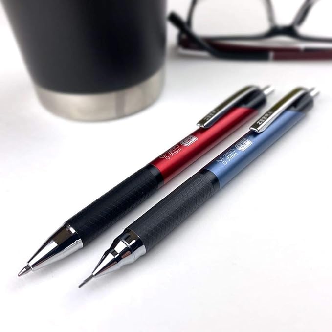 Zebra Pen M-350 Mechanical Pencil, 0.7mm Point Size, Crimson Red Barrel, Refillable Eraser, 2 Pack (57312)