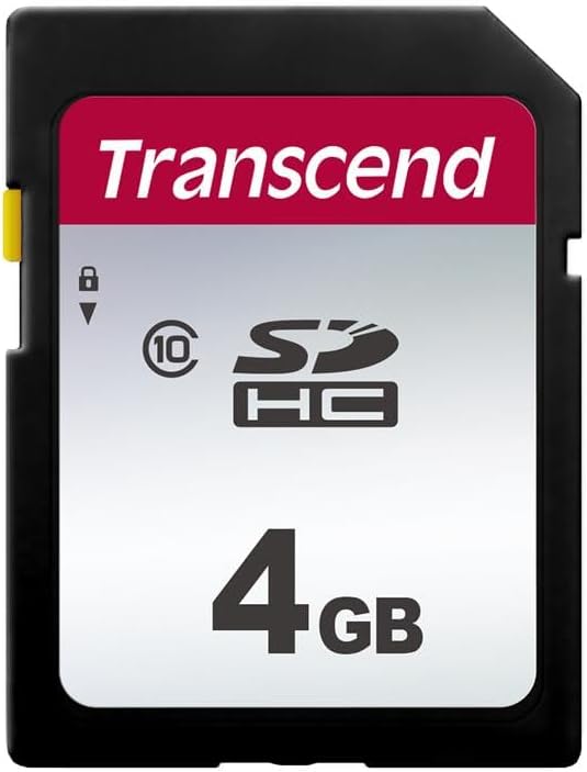 Transcend 4GB SDHC C10 Memory Card, Up to 20MB/s Read Speed, Full HD Video Recording & Photo Storage, Compatible with Canon, Nikon, Sony, Panasonic Cameras, Free Data Recovery Software (TS4GSDC300S)