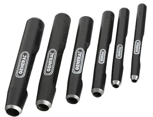 General Tools Hollow Steel Punch Set #1280ST, Set Of 6 - 3/16" To 1/2"