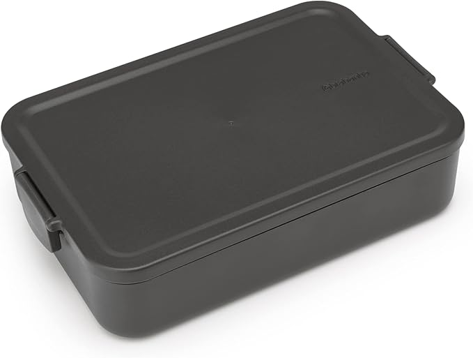 Brabantia Make & Take Large Lunch Box (Dark Gray) BPA-Free, Airtight Snap Locks, Microwave & Freezer Safe, Travel Meal Prep Container