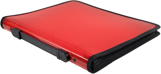 JAM PAPER Plastic Zipper 1.5 inch Binder - Red 3 Ring Binder - Sold Individually