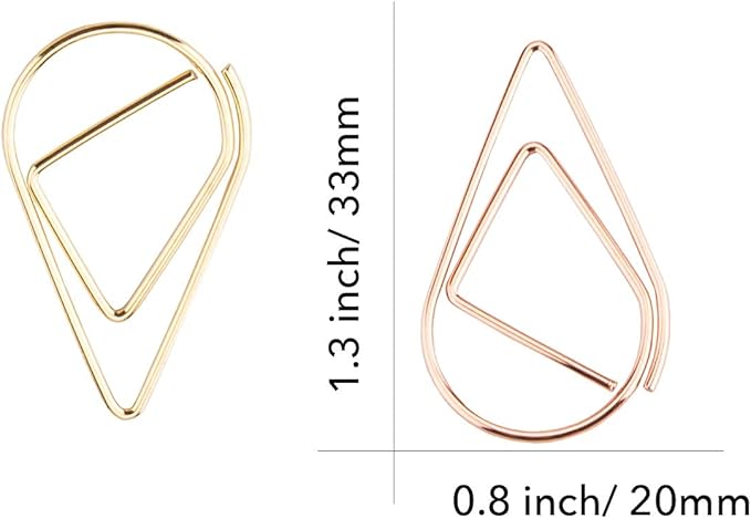 Multicolor Cute Paper Clips Assorted Sizes Smooth Stainless Steel Drop-Shaped Paperclips Large and Small for Office Supplies Wedding Women Girls Kids Students, 300 Pack