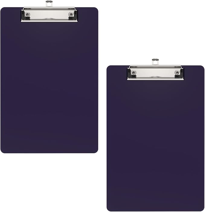 2 Pack Small Clipboards, A5 Plastic Mini Purple Clip Board for Classroom, Students, Kid, Size 6" x 9" with Low Profile Clip, Office & School Supply