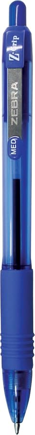 Zebra Pen Z-Grip Retractable Ballpoint Pen, Smooth-Flowing Blue Ink, 1.0mm Medium Point, School & Office Supplies, Ideal for Note-Taking, Journal and Planner Use, 12-Count (22220)
